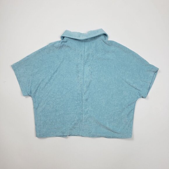 Andie The Cropped Button Up Sz Small Cabana Blue Terry Cloth Lounge & Resort Top - Picture 14 of 16